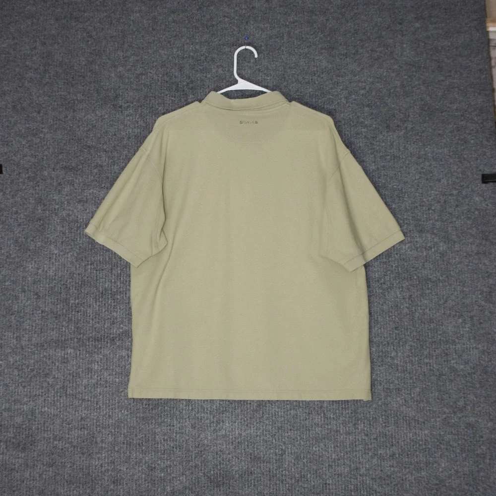 Simms‎ Polo Shirt Mens L Tan Short Sleeve Cotton 3XDRY Fishing Outdoor